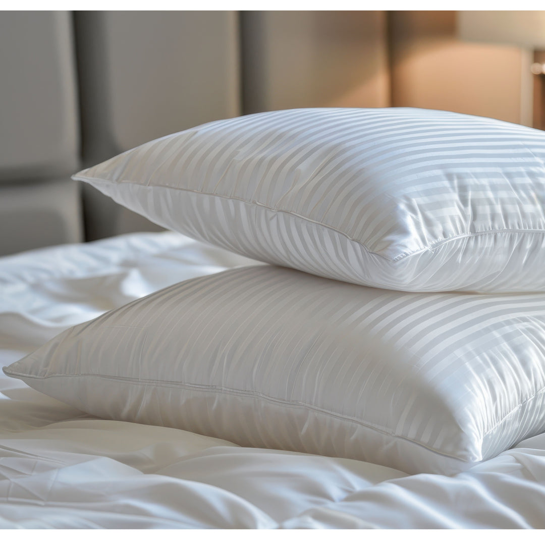 LUXURY 400 THREAD COUNT SATEEN STRIPE COTTON PILLOWCASE PAIR