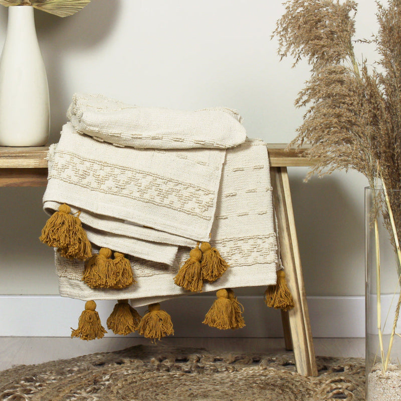 FURN. BOHO COTTON TUFTED THROW