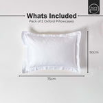 Rohi Luxurious Oxford Pillowcase Pair - 100% Cotton Oxford Pillow Cases 2 pack- 200 Thread Count Pillowcases (50cm x 75 cm), Oxford Pillowcases Pair, White
