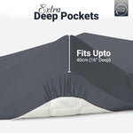 Rohi® Percale Polycotton King Size Fitted Sheets - 16"/40 Cm Extra Deep Fitted Sheet with Two Free Pillowcases – Shrinkage and Fade Resistant bed sheets (King, Grey)