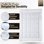 Rohi Luxury 10cm Thick Mattress Topper King Size – Microfibre Box Stitched Design Hotel Quality for Ultimate Comfort – Hypoallergenic Quilted Mattress Topper with Elastic Cuffs (King, 150 x 200cm)