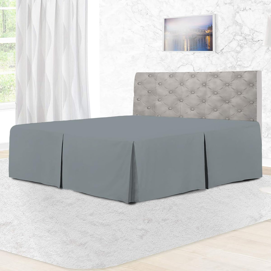 Rohi Base Valance Sheet Bed Skirt Double - Pleated Styling - 16" DEEP BASE VALANCE, 100% Combed Polycotton Long Staple Fibre – (Fit Over Base, Double Bed, Plum)
