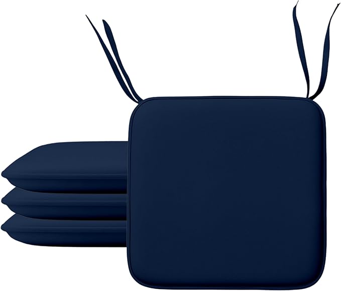 Garden Seat Cushions Set of 4 – Outdoor/Indoor Plain seat pads for dining Chairs, Kitchen and Garden Chairs 38x38 Plain Design (Pack of 4) Grey