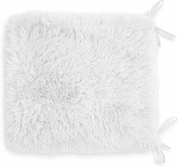 Rohi Home Luxury Chair Pads - Set of 4 Foam Cushion Chair Seat Pads With Ties – 42cm x 37cm (White)