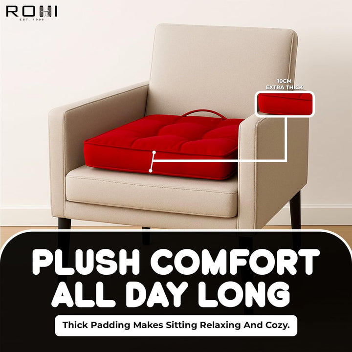 10cm Thick Booster Cushion for Armchairs 45x45cm - Hypoallergenic 100% Polyester Cover - Firm Garden Seat Pad Chair Support Cushion Ideal for Elderly, Pregnancy & Post Surgery Comfort