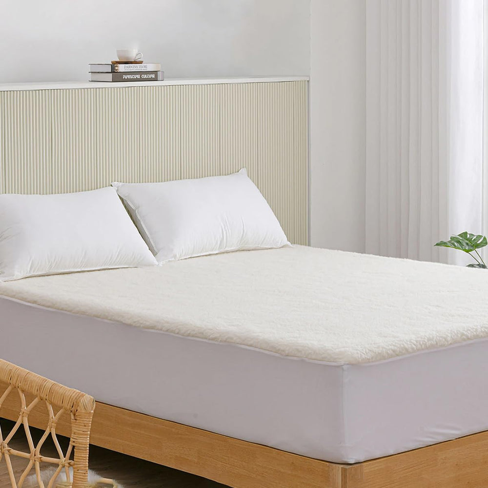 Rohi Thermal Fleece Underblanket Double – Faux Sheepskin 30cm Deep Extra Soft & Comfortable Thermal Mattress Protector with Elastic Corners for Comfort & Warmth - (Double)