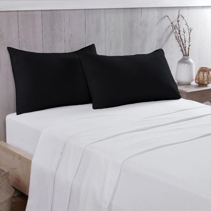 Rohi 100% Brushed Cotton Flat Sheet Double – Soft, Warm, and Breathable Flannelette Flat Sheets Double Bed for Ultimate Comfort – Thermal Bed Sheet with Anti-Allergy Properties (Black, Double)