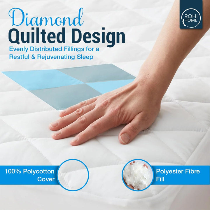 Rohi Quilted Pillow Protector - Soft Diamond Quilted And Anti Allergenic Extra Comfort (Pillow Protector Pair 48 x 78 cm)