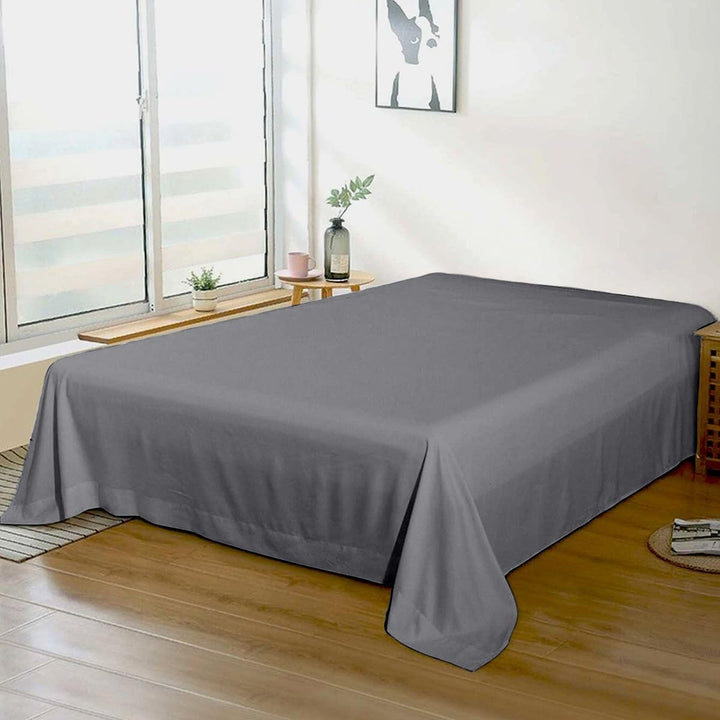Rohi 100% Brushed Cotton Flat Sheet Double – Soft, Warm, and Breathable Flannelette Flat Sheets Double Bed for Ultimate Comfort – Thermal Bed Sheet with Anti-Allergy Properties (Black, Double)