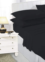 Rohi Easycare Flat sheet Double – Soft Touch Polycotton Bed Sheet – Anti Allergy – Cool & Comfortable Flat Sheets (Double Flat Sheet, 228 x 254 cm, Black)