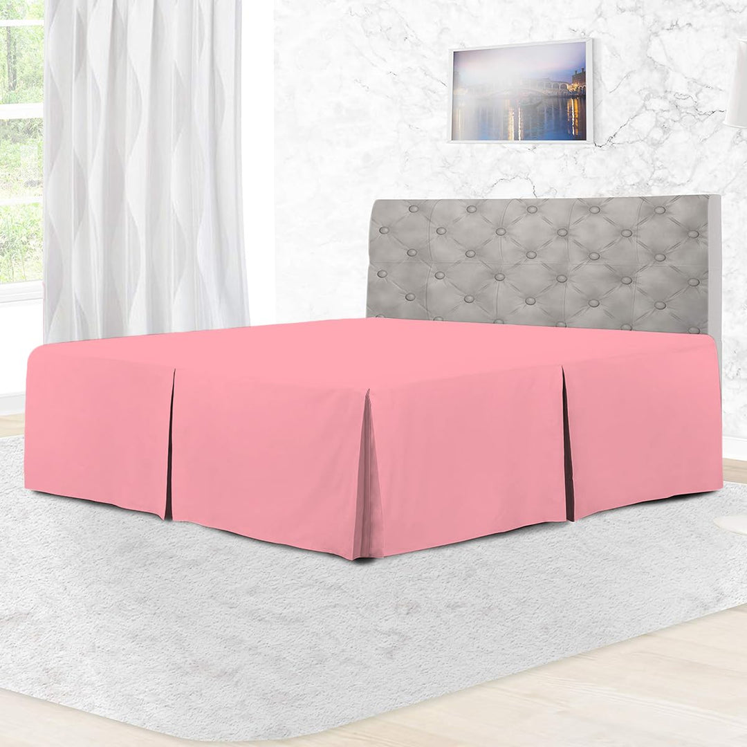 Rohi Base Valance Sheet Bed Skirt Double - Pleated Styling - 16" DEEP BASE VALANCE, 100% Combed Polycotton Long Staple Fibre – (Fit Over Base, Double Bed, Plum)