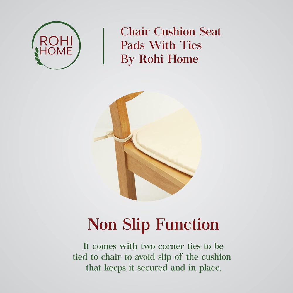 Rohi Garden Seat Cushions Set of 4 – Outdoor/Indoor Plain seat pads for dining Chairs, Kitchen and Garden Chairs 36x36-Plain Design (Pack of 4) Cream