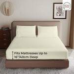 Rohi Double Fitted Sheet 100% Microfibre – 16'' (40cm) Extra Deep Fitted Sheet with All Around Elastic – Ultra Soft, Hypoallergenic & Durable Bed Sheet – Bottom Sheet (Cream – 137 x 190cm)