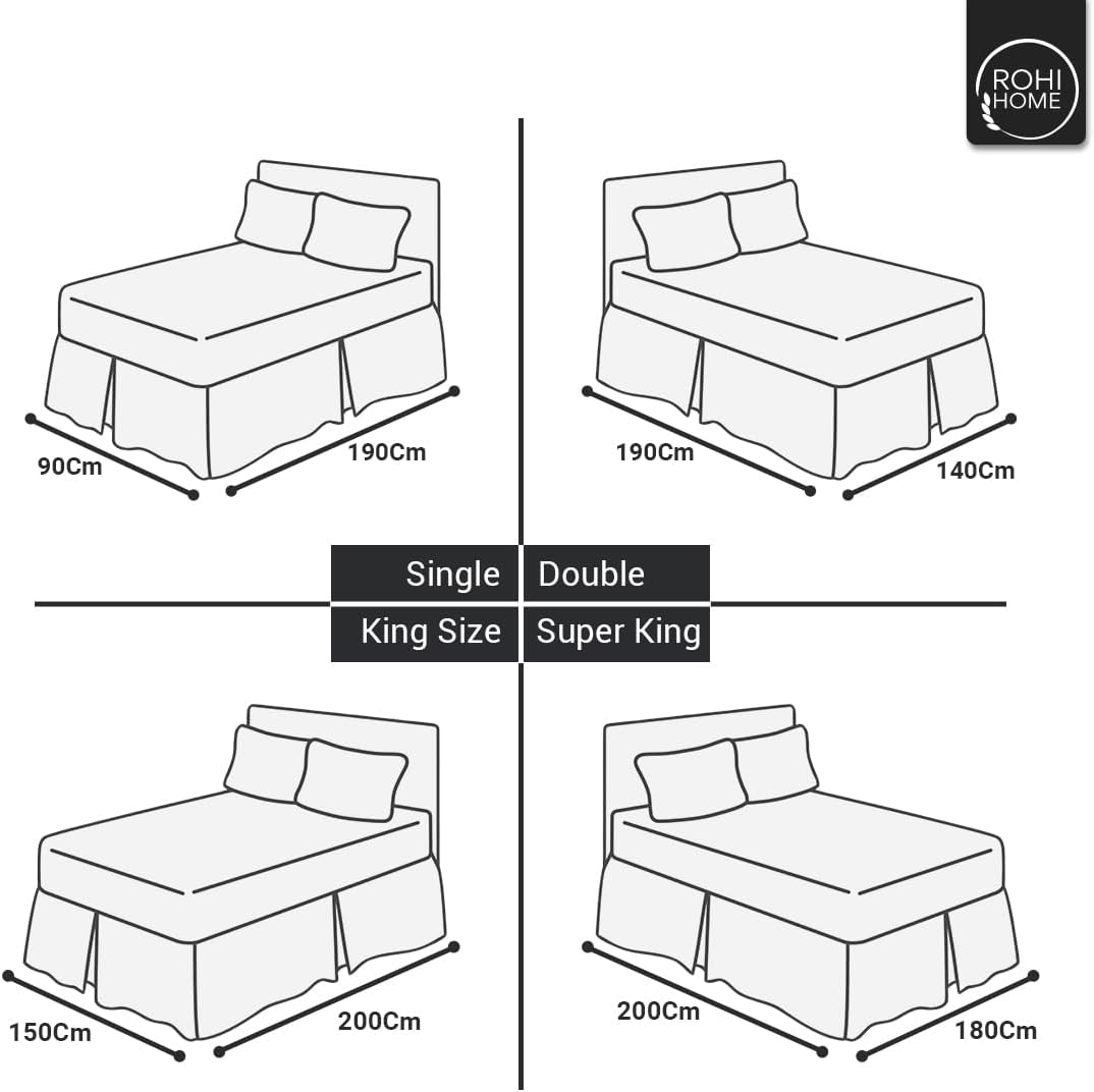 Rohi Base Valance Sheet Bed Skirt Double - Pleated Styling - 16" DEEP BASE VALANCE, 100% Combed Polycotton Long Staple Fibre – (Fit Over Base, Double Bed, Plum)