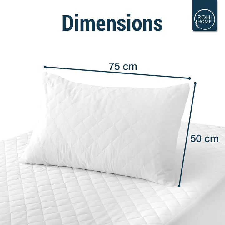 Rohi Quilted Pillow Protector - Soft Diamond Quilted And Anti Allergenic Extra Comfort (Pillow Protector Pair 48 x 78 cm)