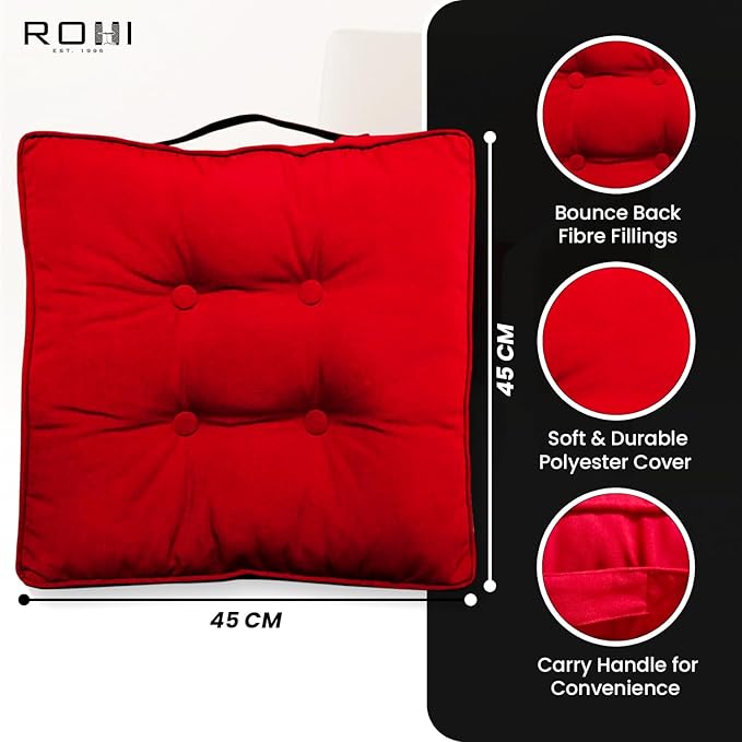 10cm Thick Booster Cushion for Armchairs 45x45cm - Hypoallergenic 100% Polyester Cover - Firm Garden Seat Pad Chair Support Cushion Ideal for Elderly, Pregnancy & Post Surgery Comfort