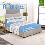 Rohi Rosebud Floral Flannelette Brushed Cotton Double Bed Sheet Set | 1x Flat Sheet | 1x Fitted Sheet and 2x Pillow Covers (Double, Blue)