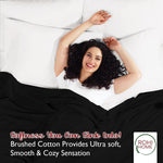 Rohi 100% Brushed Cotton Flat Sheet Double – Soft, Warm, and Breathable Flannelette Flat Sheets Double Bed for Ultimate Comfort – Thermal Bed Sheet with Anti-Allergy Properties (Black, Double)