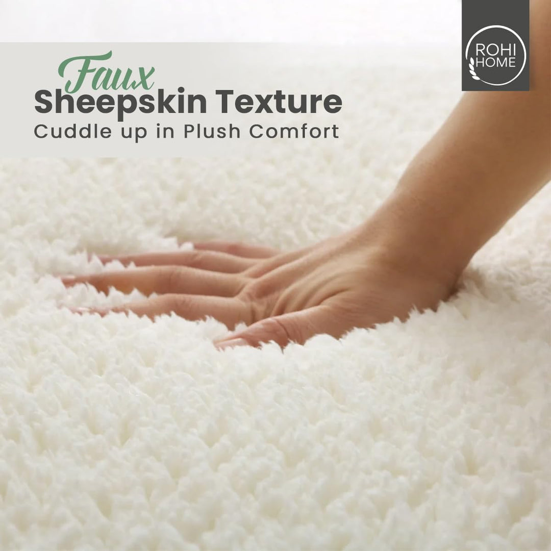 Rohi Thermal Fleece Underblanket Double – Faux Sheepskin 30cm Deep Extra Soft & Comfortable Thermal Mattress Protector with Elastic Corners for Comfort & Warmth - (Double)