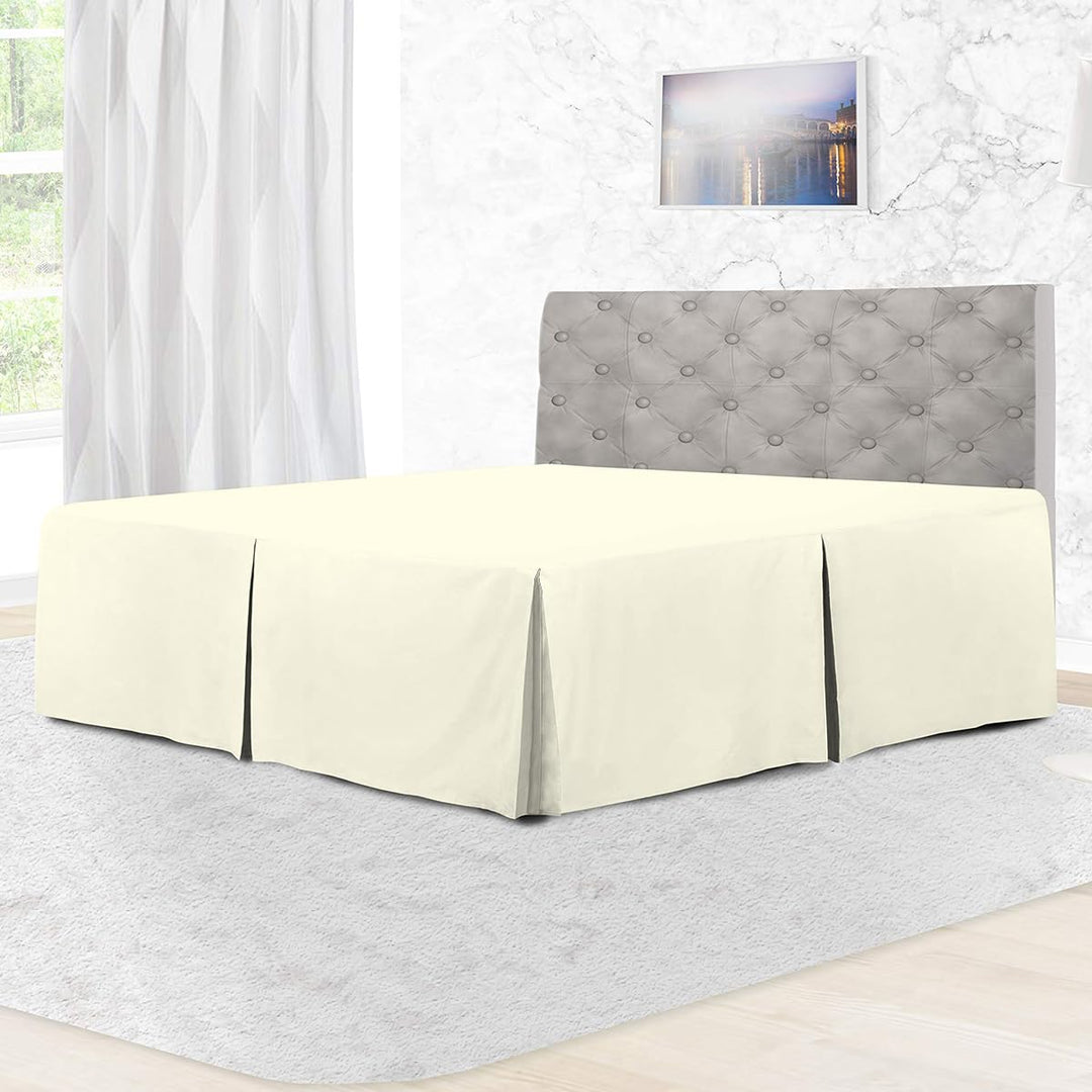 Rohi Base Valance Sheet Bed Skirt Double - Pleated Styling - 16" DEEP BASE VALANCE, 100% Combed Polycotton Long Staple Fibre – (Fit Over Base, Double Bed, Plum)