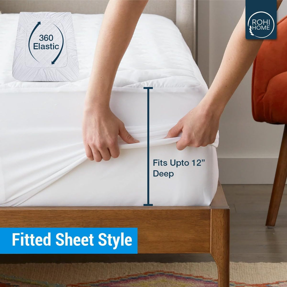 Rohi Polycotton Quilted 30cm Deep Mattress Protector - Soft Diamond Quilted And Anti Allergenic Extra Comfort (Bunk Bed 76 x 190 cm)