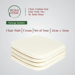 Rohi Garden Seat Cushions Set of 4 – Outdoor/Indoor Plain seat pads for dining Chairs, Kitchen and Garden Chairs 36x36-Plain Design (Pack of 4) Cream