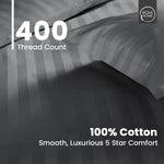Rohi Home 100% Cotton Satin Stripe Duvet Cover Set - Luxury Soft Hotel Quality - 3 Piece King Size Duvet Cover Set with Pillowcases - Button Closure Design (Grey, King Size)