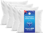 Rohi Set of 4 Hypoallergic Cushion pads 45cm x 45cm - White polyster square Cushions - Standard stuffer pack of Cushion inserts 45cm x 45cm (Pack of 4 | 18"x18")