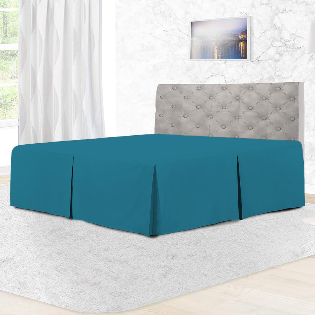 Rohi Base Valance Sheet Bed Skirt Double - Pleated Styling - 16" DEEP BASE VALANCE, 100% Combed Polycotton Long Staple Fibre – (Fit Over Base, Double Bed, Plum)