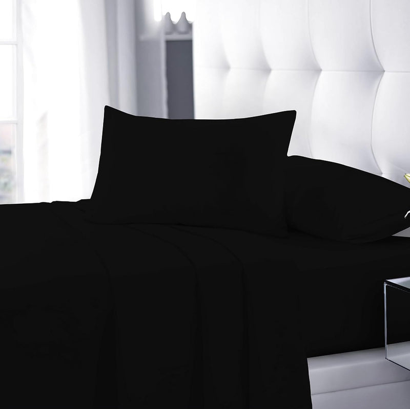 Rohi Easycare Flat sheet Double – Soft Touch Polycotton Bed Sheet – Anti Allergy – Cool & Comfortable Flat Sheets (Double Flat Sheet, 228 x 254 cm, Black)