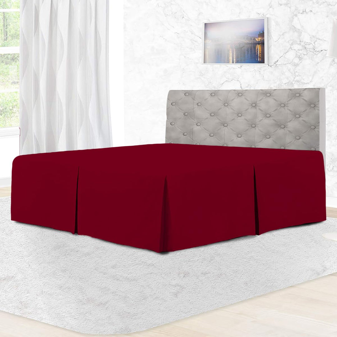 Rohi Base Valance Sheet Bed Skirt Double - Pleated Styling - 16" DEEP BASE VALANCE, 100% Combed Polycotton Long Staple Fibre – (Fit Over Base, Double Bed, Plum)