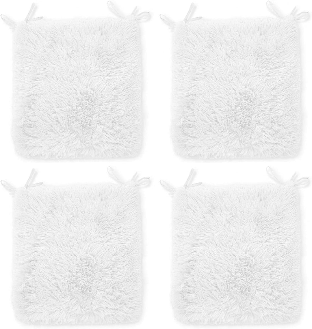 Rohi Home Luxury Chair Pads - Set of 4 Foam Cushion Chair Seat Pads With Ties – 42cm x 37cm (White)
