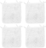 Rohi Home Luxury Chair Pads - Set of 4 Foam Cushion Chair Seat Pads With Ties – 42cm x 37cm (White)