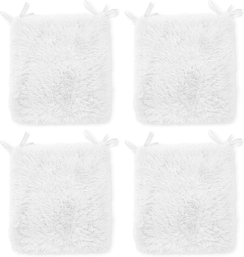 Rohi Home Luxury Chair Pads - Set of 4 Foam Cushion Chair Seat Pads With Ties – 42cm x 37cm (White)