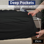 Rohi 100% Brushed Cotton Flannelette Fitted Sheets Super King– Super Soft & Cozy Thermal Bed Sheets – 25cm/10" Deep Fitted Sheet (Super King Fitted Sheet, Black)