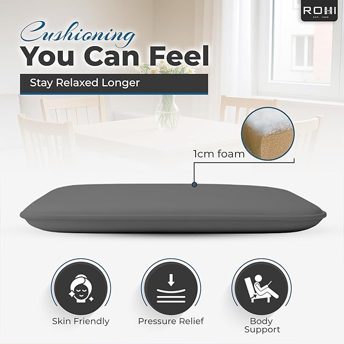 Garden Seat Cushions Set of 4 – Outdoor/Indoor Plain seat pads for dining Chairs, Kitchen and Garden Chairs 38x38 Plain Design (Pack of 4) Grey