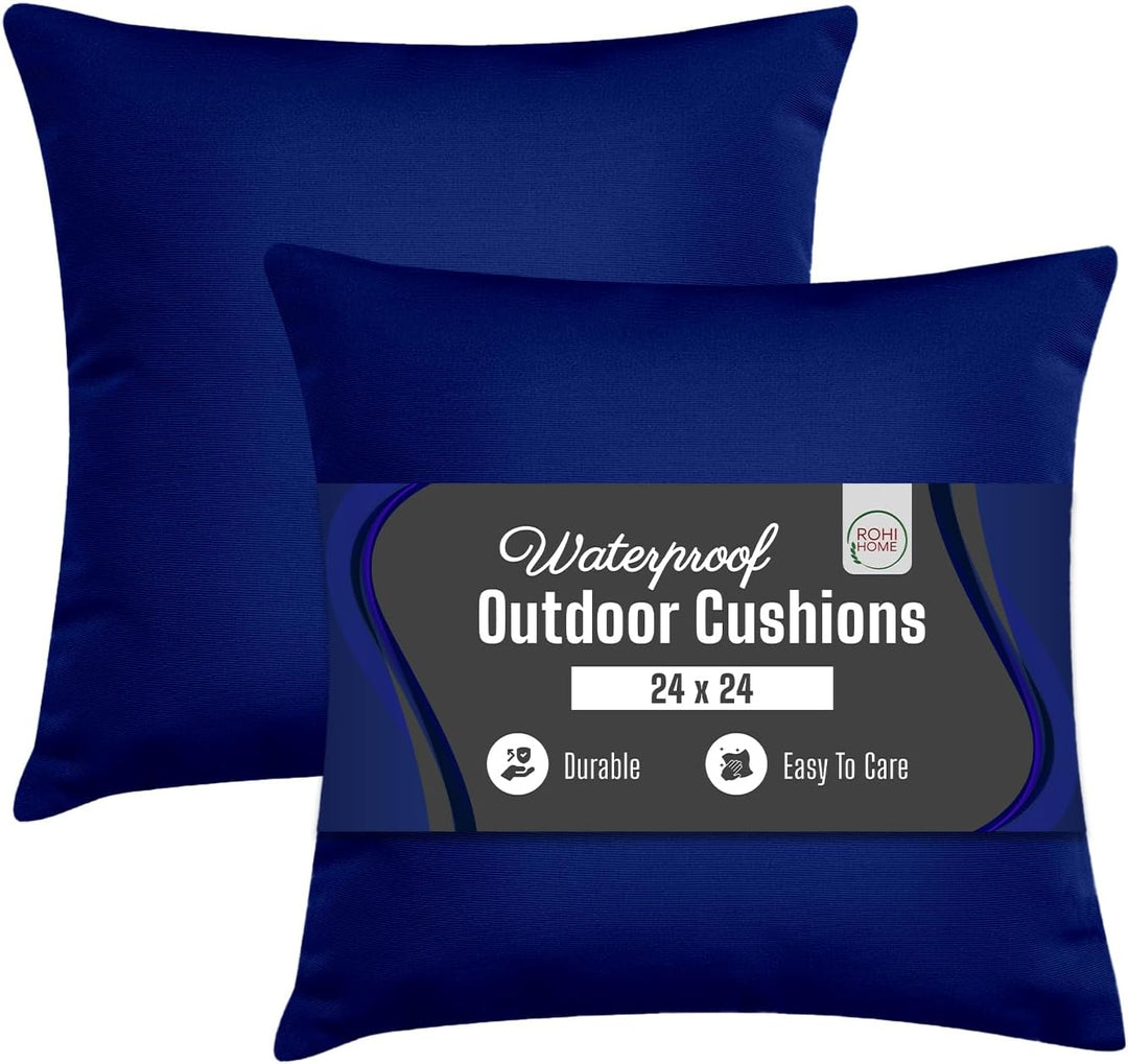 PLAIN OUTDOOR WATER RESISTANT CUSHION PAIR
