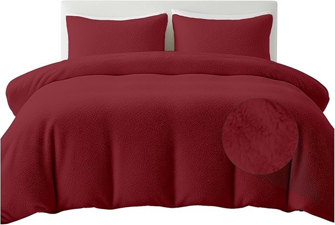 Rohi Luxury Teddy Fleece Duvet Cover Set King Size – Soft Cosy & Fluffy Teddy Bear Bedding, Thermal Warm Winter Fleece Quilt Cover with Matching Pillowcases