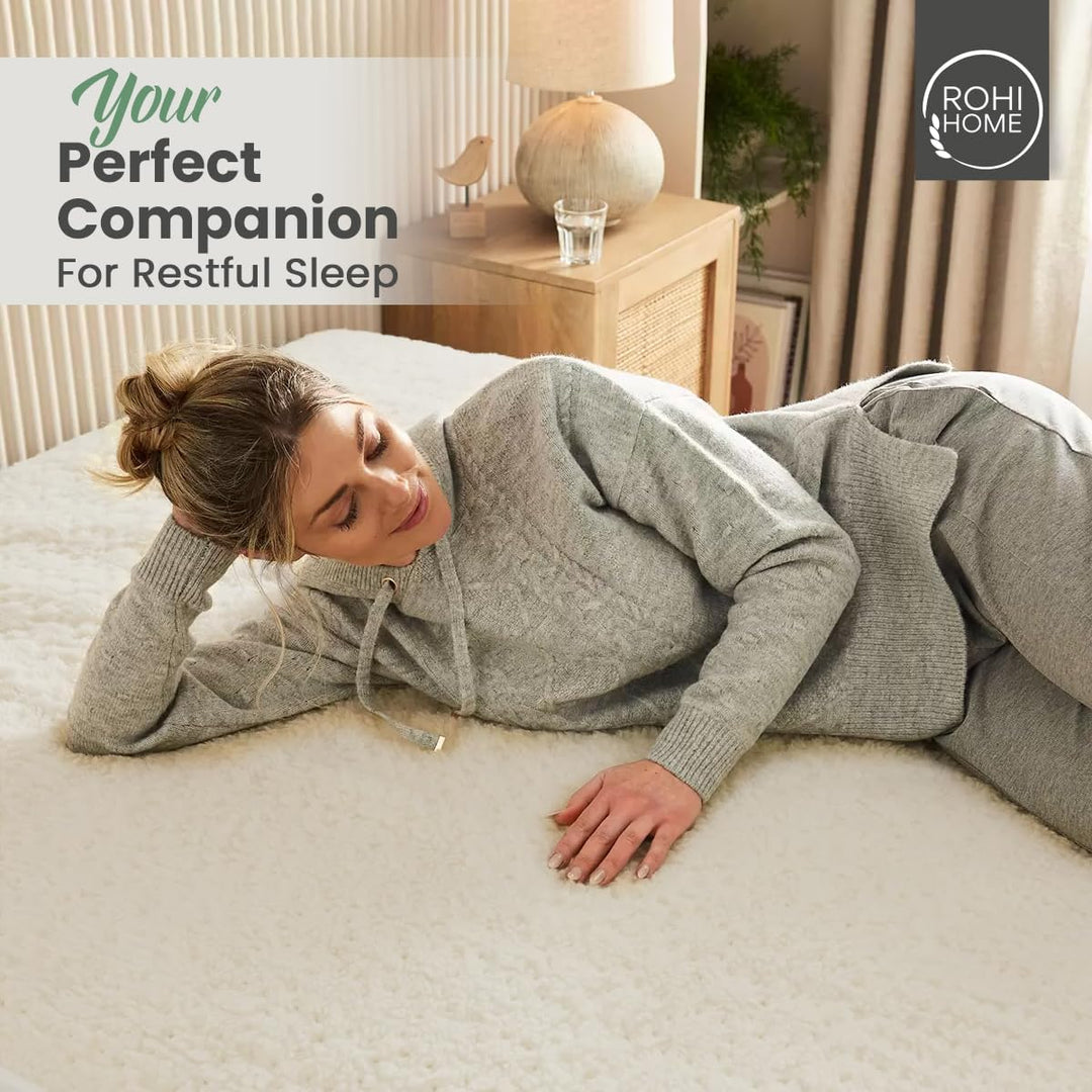 Rohi Thermal Fleece Underblanket Double – Faux Sheepskin 30cm Deep Extra Soft & Comfortable Thermal Mattress Protector with Elastic Corners for Comfort & Warmth - (Double)