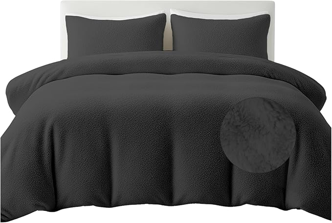 Rohi Luxury Teddy Fleece Duvet Cover Set King Size – Soft Cosy & Fluffy Teddy Bear Bedding, Thermal Warm Winter Fleece Quilt Cover with Matching Pillowcases