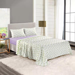 Rohi Rosebud Floral Flannelette Brushed Cotton Double Bed Sheet Set | 1x Flat Sheet | 1x Fitted Sheet and 2x Pillow Covers (Double, Blue)