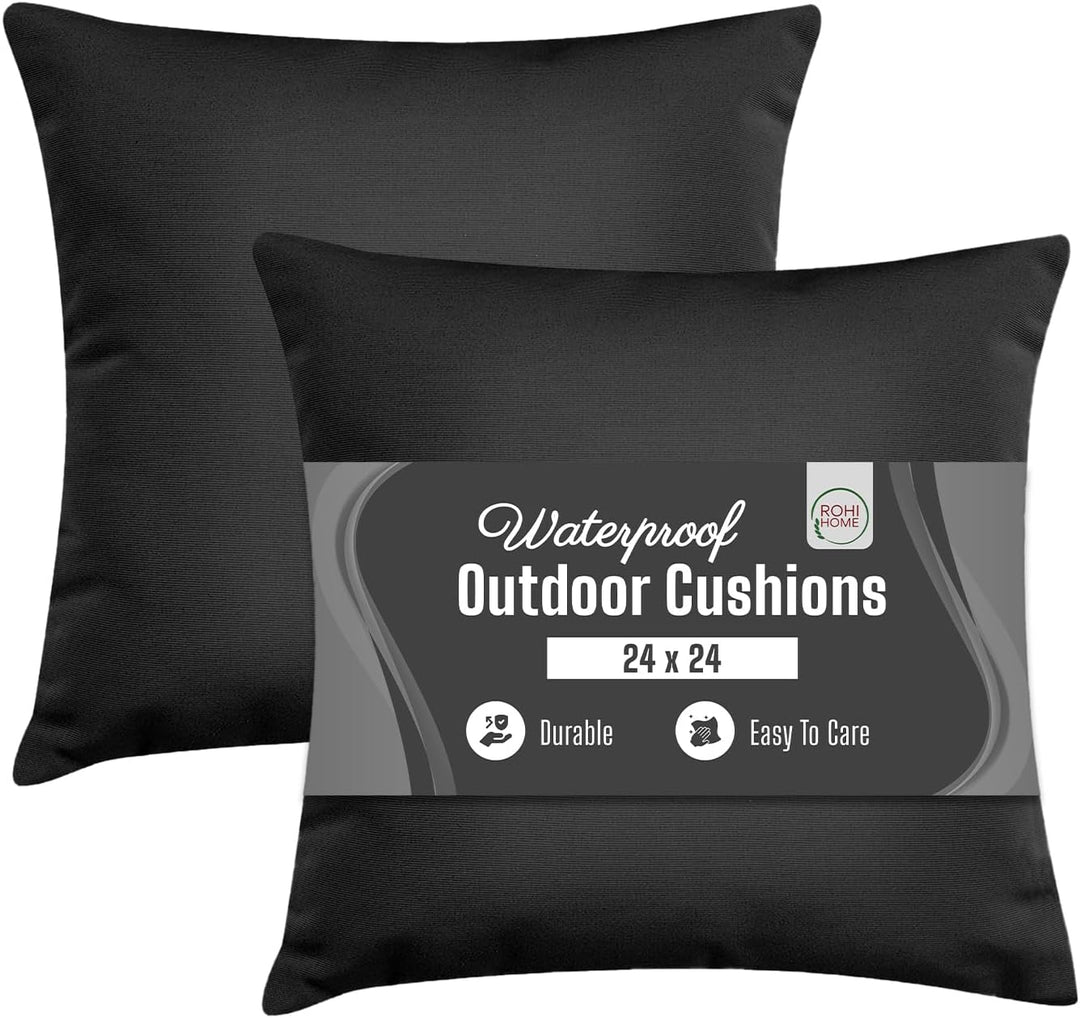 PLAIN OUTDOOR WATER RESISTANT CUSHION PAIR