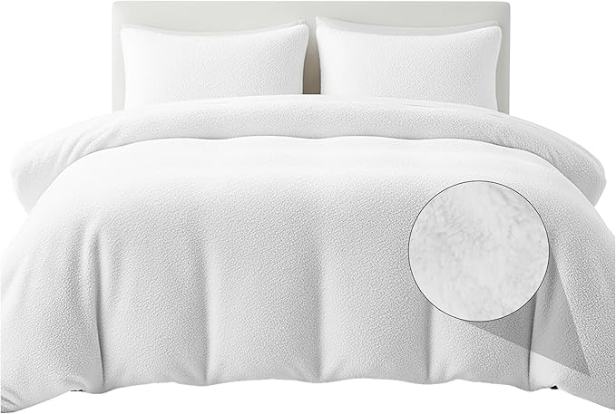 Rohi Luxury Teddy Fleece Duvet Cover Set King Size – Soft Cosy & Fluffy Teddy Bear Bedding, Thermal Warm Winter Fleece Quilt Cover with Matching Pillowcases