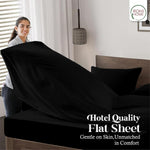 Rohi Black Double Flat Sheet Microfibre – Ultra-Soft, Durable, and Hypoallergenic Flat Sheets for Standard and Oversized Mattress Flat Bed Sheet (Black – 228 x 255cm)