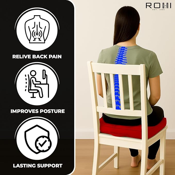 10cm Thick Booster Cushion for Armchairs 45x45cm - Hypoallergenic 100% Polyester Cover - Firm Garden Seat Pad Chair Support Cushion Ideal for Elderly, Pregnancy & Post Surgery Comfort