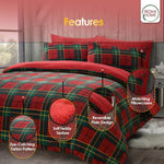Rohi Teddy Fleece Duvet Cover Double with Pillowcases – Ultra Soft & Cozy Tartan Duvet Cover Set - Reversible Thermal Bedding with Tartan Check Design – (Double, 200cm x 200cm)