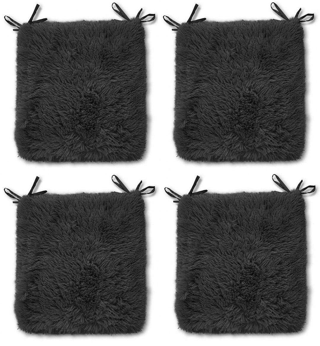Rohi Home Luxury Chair Pads - Set of 4 Foam Cushion Chair Seat Pads With Ties – 42cm x 37cm (White)