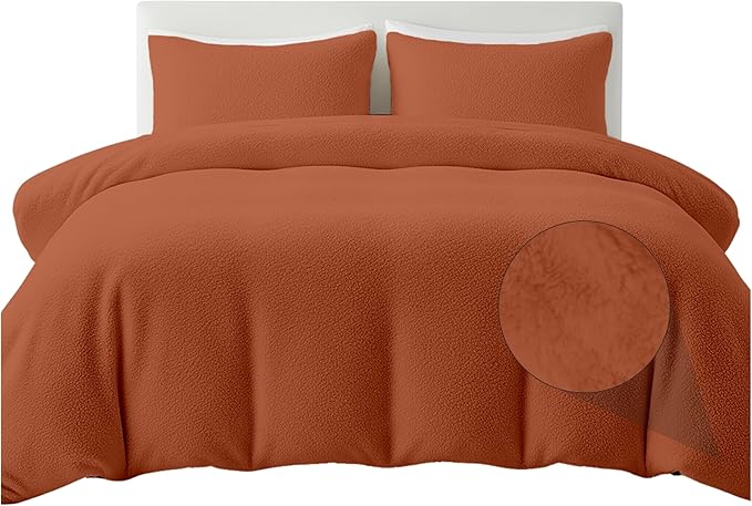 Rohi Luxury Teddy Fleece Duvet Cover Set King Size – Soft Cosy & Fluffy Teddy Bear Bedding, Thermal Warm Winter Fleece Quilt Cover with Matching Pillowcases