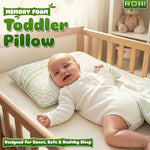 Bamboo Memory Foam Toddler Pillow – Hypoallergenic & Breathable Cot Pillows for Baby Cot Bed (40cm x 25cm)