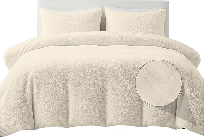 Rohi Luxury Teddy Fleece Duvet Cover Set King Size – Soft Cosy & Fluffy Teddy Bear Bedding, Thermal Warm Winter Fleece Quilt Cover with Matching Pillowcases